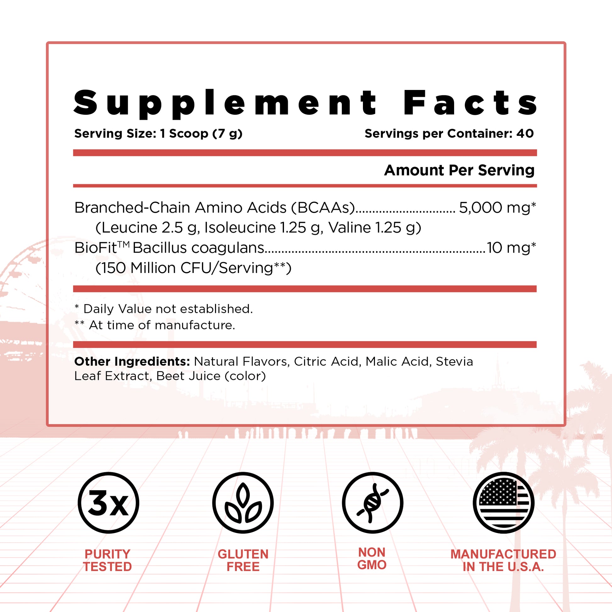 Classic BCAA supplement facts